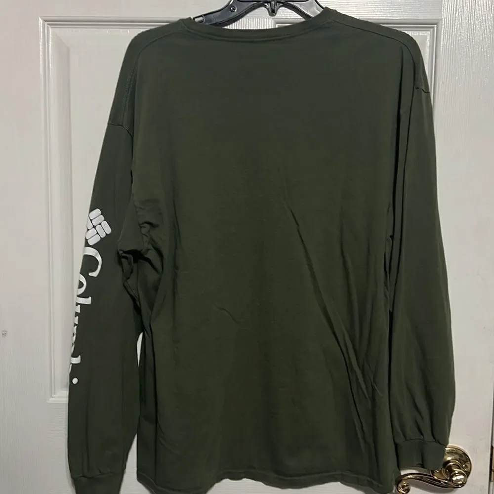 🔥🔥 COLUMBIA Army Green Long‎ Sleeve Tee - EXCELLENT Used Condition - Men Sz XL